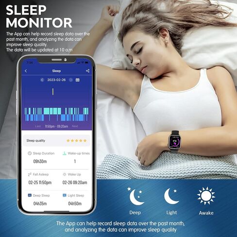 Smart Watch for Men Women, 1.88" Smartwatch with Blood Pressure Monitor Heart Rate Monitor Body Temperature Bluetooth Watch (Make/Answer Call), IP67 Waterproof Smart Watch for Android iOS Phones Black in Saudi Arabia