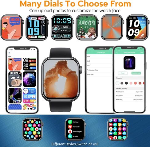 Smart Watch for Men Women, 1.88" Smartwatch with Blood Pressure Monitor Heart Rate Monitor Body Temperature Bluetooth Watch (Make/Answer Call), IP67 Waterproof Smart Watch for Android iOS Phones Black in Saudi Arabia