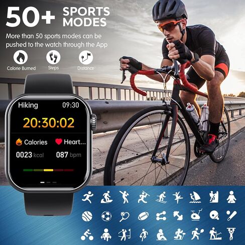 Smart Watch for Men Women, 1.88" Smartwatch with Blood Pressure Monitor Heart Rate Monitor Body Temperature Bluetooth Watch (Make/Answer Call), IP67 Waterproof Smart Watch for Android iOS Phones Black in Saudi Arabia