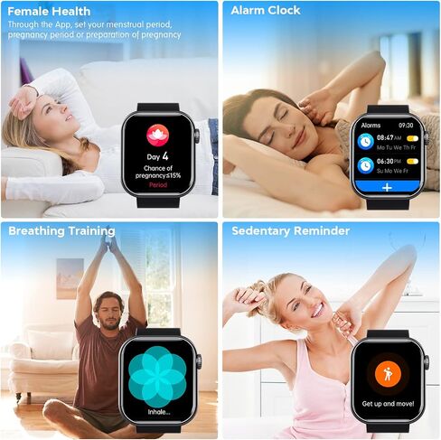 Smart Watch for Men Women, 1.88" Smartwatch with Blood Pressure Monitor Heart Rate Monitor Body Temperature Bluetooth Watch (Make/Answer Call), IP67 Waterproof Smart Watch for Android iOS Phones Black in Saudi Arabia