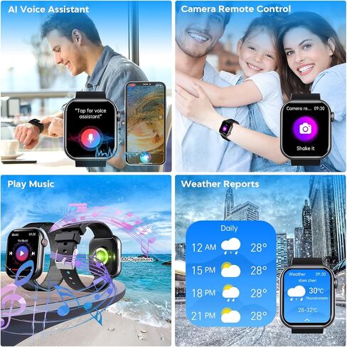 Smart Watch for Men Women, 1.88" Smartwatch with Blood Pressure Monitor Heart Rate Monitor Body Temperature Bluetooth Watch (Make/Answer Call), IP67 Waterproof Smart Watch for Android iOS Phones Black in Saudi Arabia