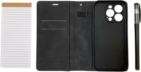 MOJO Notepad Phone Case for iPhone 14 - Folding Wallet Phone Case with Mini Pen and Note Pad (Black) in Saudi Arabia