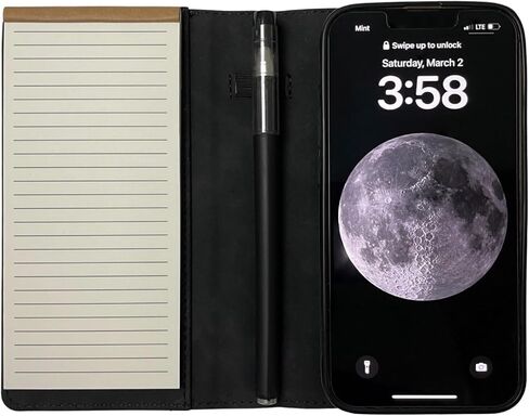 MOJO Notepad Phone Case for iPhone 14 - Folding Wallet Phone Case with Mini Pen and Note Pad (Black) in Saudi Arabia