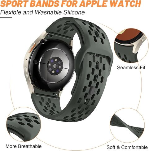 أشرطة قابلة للتنفس لساعة Samsung Galaxy Watch 7/6/5/4/FE Band 40mm 44mm/Galaxy Watch 6 Classic 47mm 43mm/Watch 4 Classic 46mm 42mm/Watch 5 pro 45mm، حزام رياضي من السيليكون بديل Correa للرجال/النساء in Kuwait