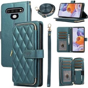 Argyle Wallet Case for LG Stylo 6/Stylo6 Plus/K71 Stylus with Wrist Strap Shoulder Strap, 9+ Card Slots Zipper Purse Stand Cell Phone Cover for LGStylo6 6+ 6plus Style 06 Six 2020 Deep Purple in Kuwait