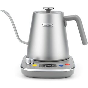 Hazel Quinn Gooseneck Electric Kettle - Precision Temperature Control, 2-Hour Keep Warm, 1200 Watts Fast Boiling, 304 Stainless Steel, 0.8L / 27oz for Tea and Coffee Brewing - Space Gray