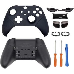 Hzxkqmil Replacement Housing Shell Kit for Xbox Elite Series 2 Controller - Black, Front Back Case Cover Faceplate with LB RB Trigger Button Bumper LT RT Button Decorative Ring Accessories