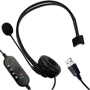 MaximalPower Computer Headset Single Sided with Microphone & Ultra-Soft One Ear Cup with T-Pad Headset for Laptop, Webinar, Call Center, Office (USB Plug)