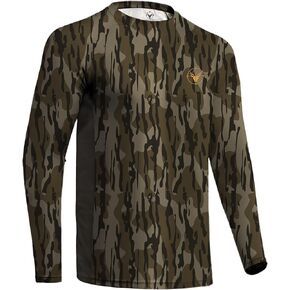 Palmyth Men's Hunting Shirt with Zipper Pocket Camo Sun Fishing Shirts UV UPF 50+