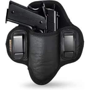 Tactical Pancake Holster. 1911 Holster Leather 4" & 5" with Rail. Suede Interior for Protection. Inside The Waistband ECO Leather Holsters for Pistols by Houston (Right Hand)