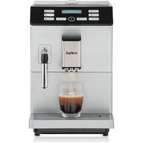 Eficentline-205 Fully Automatic Espresso Machine, One Touch Coffee Machine with Manual Milk Frother for Cappuccino & Latte, Stainless Steel, Silver (Espresso Machine w Milk Frother)