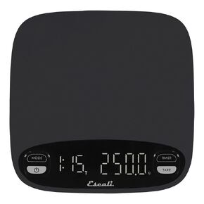 Escali Versi Coffee Scale with Timer, Weigh up to 6.6 lbs / 3,000 Grams, Rechargeable - Black, Standard