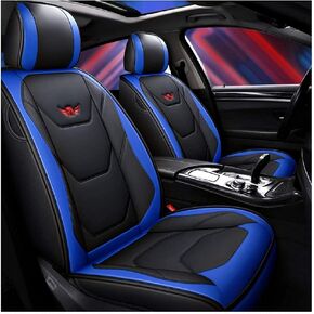 Luxury PU Leather Auto Car Seat Covers 5 Seats Full Set Universal Fit (BK-Pink)