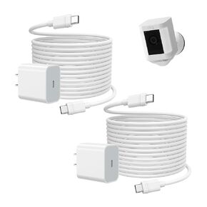 OLAIKE 20W Charger Cable for Ring Spotlight Cam Plus/Pro Battery, 13ft/4m Long USB-C Super Fast Charging Cord, No Need to Replace Battery, White