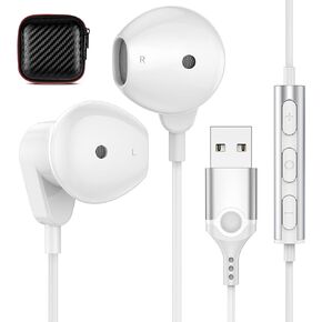 USB Headphones with Microphone for PC USB A Headset for Computer PS5 PS4 Laptop Desktop Notebook Earbuds 7.5FT Cord Audio Control Mute Function Earphones for Office Live Broadcast Gaming