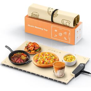 Food Warmer, Electric Beverage Warmer Food Warming Trays Fast Heating High Temperature Smart Beverage Warmer for Coffee, Tea, Water, Milk, Pizza for Buffets Party Daily Life Large (Cream)