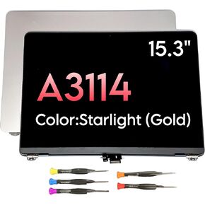15.3" for MacBook Air Retina A3114 LCD Screen Display LED Assembly Silver Space Grey Starlight Midnight Color (Starlight)