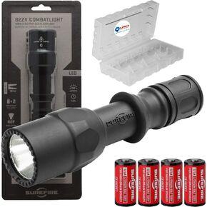 Sure Fire G2ZX Combat Light 600 Lumen Tactical Flashlight with 4 Extra 123As and Lightjunction Battery Case