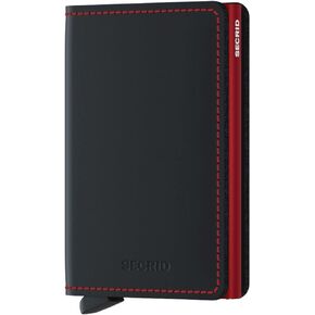 SECRID Slim Wallet Genuine Matte Leather RFID Safe Card Case for max 12 cards (Black & Blue)