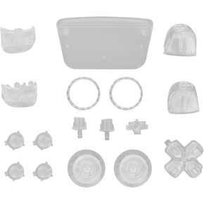 Buttons Full Set for PS5 Controller,Joysticks Dpad R1 L1 R2 L2 Direction Key ABXY Buttons, Replacement Button Repair Kit for PS5 Game Console(Transparent White)