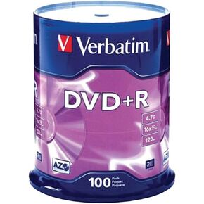 VER95098 - Verbatim AZO DVD+R 4.7GB 16X with Branded Surface - 100pk Spindle
