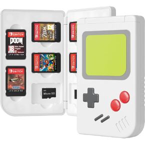 حافظة بطاقات الألعاب الذكية من Leyu لجهاز Nintendo Switch OLED & Switch Lite، 10 بطاقات فتحات و10 حامل تخزين بطاقات الذاكرة MircoSD، حجم صغير نحيف ومحمول (أبيض) in Saudi Arabia