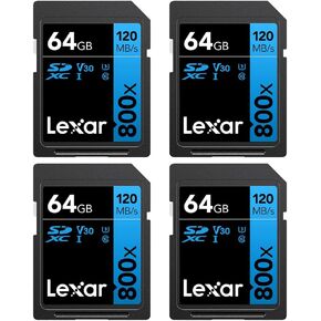 Lexar LSD0800064G-B2NNU High-Performance 800x 64GB SDXC UHS-I Memory Card 4-Pack