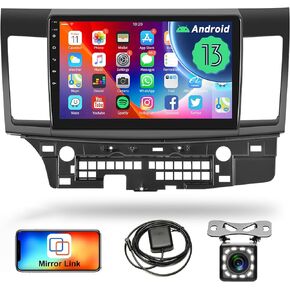 Radio for Mitsubishi Lancer 2008 2009 2010 2011-2017 Android 13 Car Stereo, Rimoody 10.1 Inch HD Touch Screen GPS Navigation WiFi Bluetooth FM Radio EQ Mirror Link USB Backup Camera