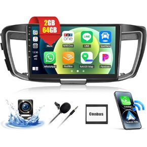 2G 64G Car Stereo for Honda Accord 9th 2.4L 2013 2014 2015 Android 13 Head Unit with CarPlay Android Auto 10.1" Touch Screen Car Radio with Bluetooth GPS Navigation WiFi FM HD Backup Camera + Canbus in Kuwait