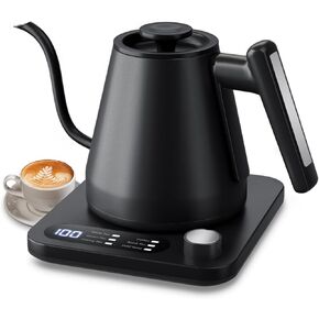 Gooseneck Electric Kettle with Temperature Control,1200 Watt Quick Heating & 2H Keep Warm, Pour Over Coffee Kettle & Tea Kettle, 304 Stainlee Steel, Auto Shut-off, 0.8L, Black