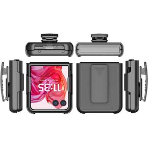 Case with Clip Compatible with Motorola RAZR 2024, [Grid Texture] Slim Hard Shell Cover, and [Rotating/Ratchet] Belt Hip Holster Combo with Screen