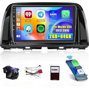 Hikity Android Car Stereo for Mazda CX5 2012-2015 Radio 2+64GB 9 Inch Touchscreen Car Radio Wireless Carplay Android Auto Support GPS Navigation WiFi Bluetooth FM EQ Backup Camera