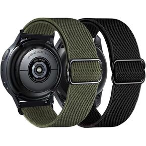 2PACK Nylon Bands Compatible with Samsung Galaxy Watch 7/6/5/4 44mm 40mm/Galaxy Watch FE/Watch 6 4 Classic 42mm 46mm 43mm 47mm/ Watch 5 Pro 45mm/Active 2,20mm Stretchy Sport Band