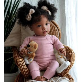 BABESIDE Lifelike Reborn Baby Dolls Daisy Black Girl- 20 Inch Soft Body Realistic-Newborn Baby Dolls Handmade Real Life Baby Dolls with Clothes and Toy Gift for Kids Age