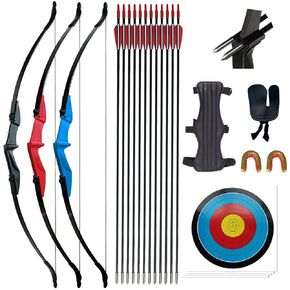 Lanneret Recurve Bow Set Hunting Long Takedown Bow Draw Weight 20lbs 30lbs 40lbs for Beginner Teenagers Right Left Hand 57" Bow