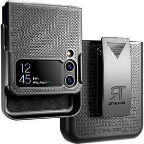 Rome Tech Belt Clip Holster Case for Samsung Galaxy Z Flip 4 5G Grip Textured Rugged Galaxy ZFlip 4 Phone Case Belt Clip Cover - Black