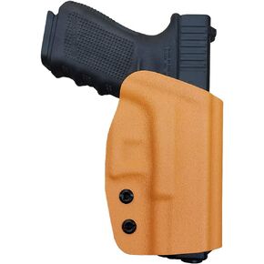 OWB Kydex Holster Fit: Glock 17 19 19x 44 45 26 (Gen 1-5) / Glock 22 23 25 27 31 32 33 30s (Gen 3-4) - Outside Waistband Carry 1.5-2 Inch Belt Clip - Adj. Width Height Retention Cant, Entrance Widened