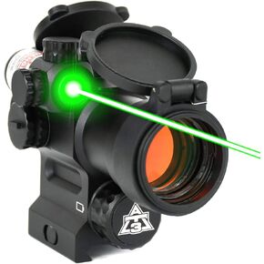 AT3 LEOS Red Dot Sight مع مشهد ليزر أخضر متكامل - 2 MOA Red Dot Scope مع أغطية عدسة قابلة للطي