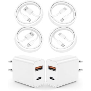 for iPhone 15 16 Charger Fast Charging 3FT, 2Pack Dual Port QC+PD USB C Wall Charger Block with 4Pack USB C Cable 3ft iPhone 15 Charger Cord for iPhone 15/15 Plus/15 Pro/15 Pro Max, iPad Pro,Samsung