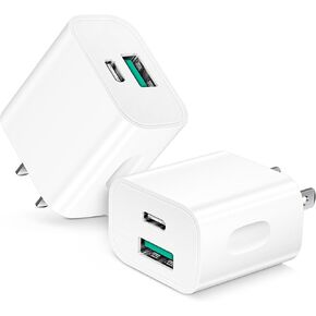 5 Pack USB C Wall Charger Block Boxeroo Dual Port PD Power Delivery Fast Type C Charging Block USB C Adapter Plug Box Brick Cube for iPhone 15 Pro Max, Google Pixel 6 5, Samsung Galaxy (White)