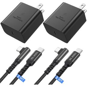 Super Fast Charger Type C, Costyle 45W USB C Charger Type C Fast Charging Block with 6FT Right Angle 5A USB C Cable for Samsung Galaxy S24 Ultra S24+ S23 Plus S23 S22 S21 S20,Tab S7 S8 S9 FE