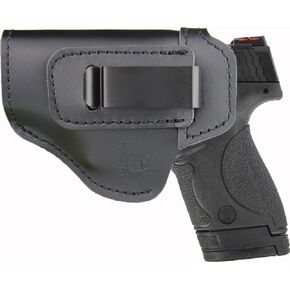 IWB Leather Holster for Inside Waistband Concealed Carry Fits:S&W M&P Shield-Glock19 26 29 30 32 43-Beretta Px4-RUGER EC9s-SIG-HK-Taurus-XDS or Similar Sized Handguns