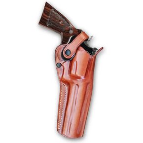 Premium Leather Three Slots Belt Holster with Retention Strap Fits Smith & Wesson Model 686 Plus 357 Magnum 7-Shot 6'' BBL, Right Hand Draw, Brown Color #1511#