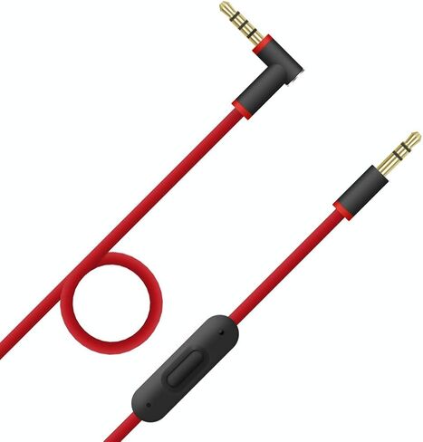 كابل صوت بديل لسلك KAPON Beats مع ميكروفون مدمج وتحكم في Beats من Dr Dre Headphones Solo Studio Pro Detox Wireless Mixr Executive Pill (أحمر/أسود) in Saudi Arabia