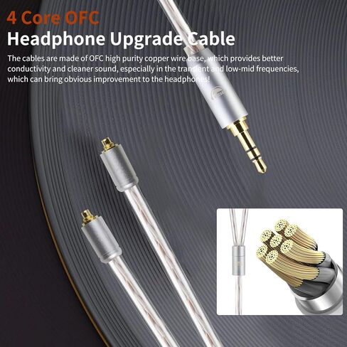 okcsc 4 Core MMCX to 3.5MM for Shure MMCX Upgrade Cable for SE215 SE315 SE425 SE535 SE535LTD SE846 FH9 FA9 FH5S BGVP UE900s T2 T3 AK T8iE XELENTO Remote FH1 F9 F9PRO AM05 W80 3.94FT in Kuwait