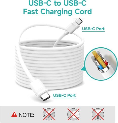 كابل شاحن OLAIKE بقدرة 20 واط لبطارية Ring Spotlight Cam Plus/Pro، سلك شحن USB-C فائق السرعة بطول 13 قدم/4 متر، لا حاجة لاستبدال البطارية، أبيض in Saudi Arabia