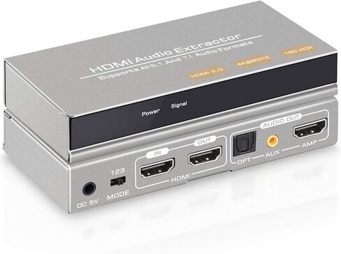 HDMI Audio Extractor 4K، 7.1 CH HDMI 2.0 محول مقسم بصري Toslink SPDIF + 3.5 ملم مع 7.1 ذرات RCA صوت ستيريو يدعم 18 جيجابت في الثانية HDR متوافق مع Xbox X/S/PS5/PS4/PC/Blu-ray Player in Kuwait