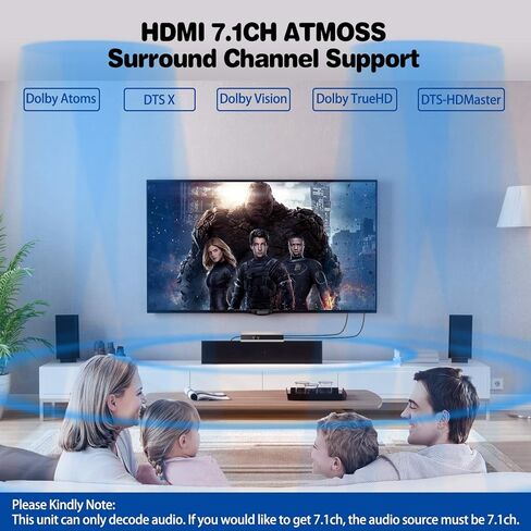 HDMI Audio Extractor 4K، 7.1 CH HDMI 2.0 محول مقسم بصري Toslink SPDIF + 3.5 ملم مع 7.1 ذرات RCA صوت ستيريو يدعم 18 جيجابت في الثانية HDR متوافق مع Xbox X/S/PS5/PS4/PC/Blu-ray Player in Kuwait