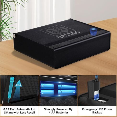 Biometric Fingerprint Gun Safe Pistol Safe 4 Ways 0.1S Quick Access, Fingerprint/Passcode/Key/App Unlock, Large Capacity Handgun Safe for 2 Pistols in Saudi Arabia