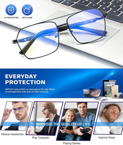 ANYLUV Reading Glasses for Men Blue Light Carbon Fiber Computer Blocking Reader Glasses Mens Blocker 2.0 Magnification in Kuwait